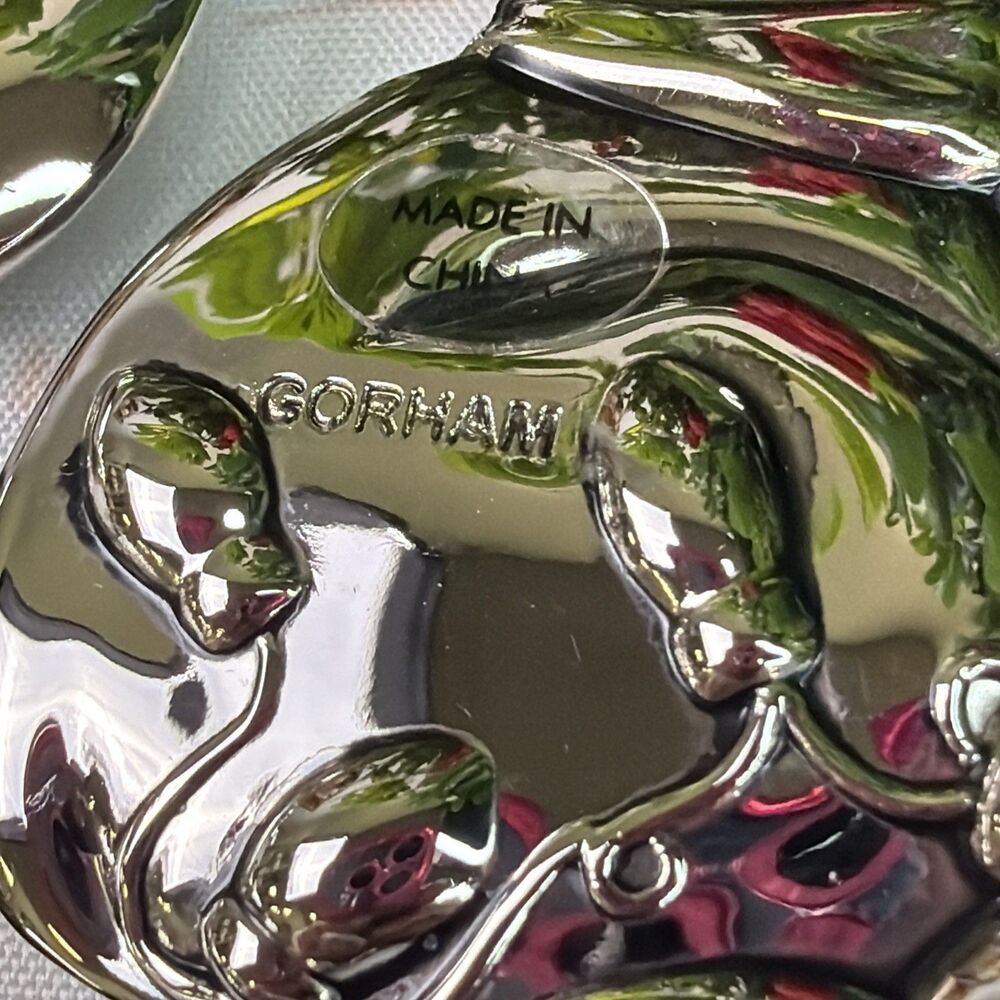 Gorham Silverplate Cat Ornaments, Set of 3, Yarn Fish Wreath Christmas Decor - Picture 7 of 16